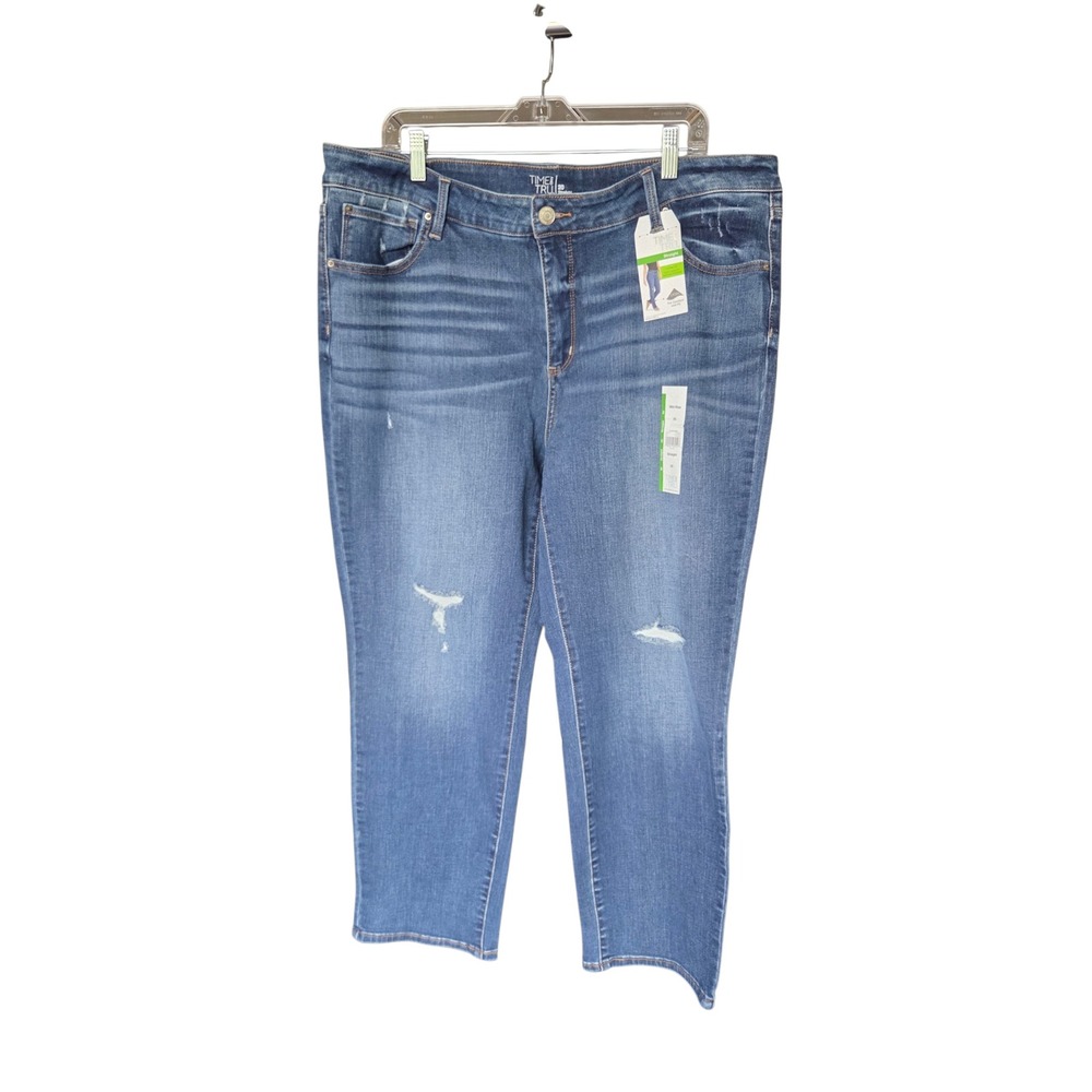 Time and Tru High Rise Distressed Straight Jeans Medium Wash Size 20 NWT